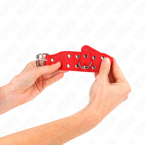 Kink muñequeras con doble línea de tachuelas ajustable rojo