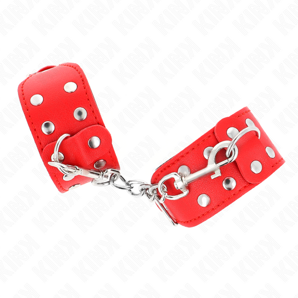 Kink muñequeras con doble línea de tachuelas ajustable rojo