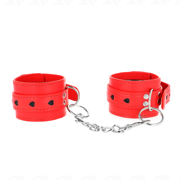 Kink muñequeras rojo con incrustación de corazón negro ajustable 21 28 cm x 5.5 cm