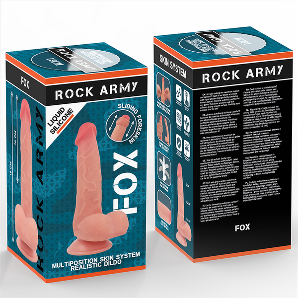 Rock fox dildo realista ddual density liquid silicone 19 cm o 3.2 cm