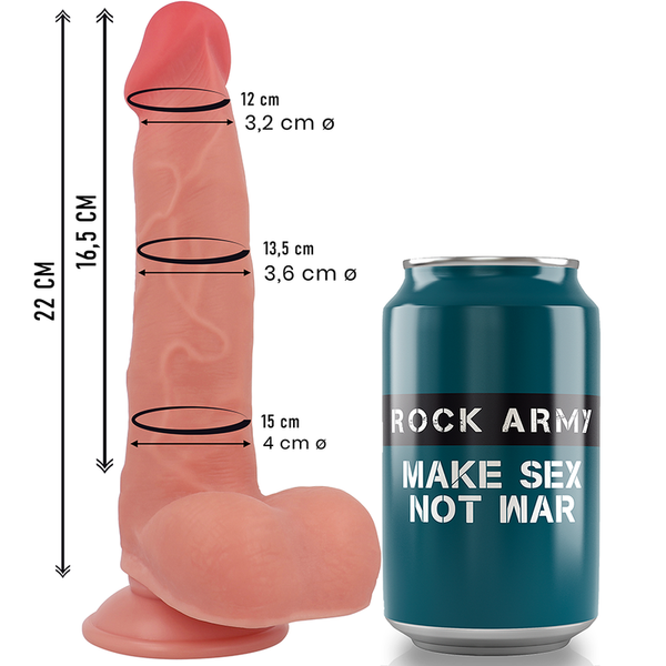Rock ranger dildo realista dual density liquid silicone 22 cm o 3.6 cm