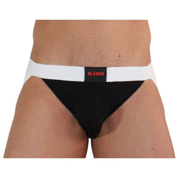Burn 004 jock brillante negro blanco