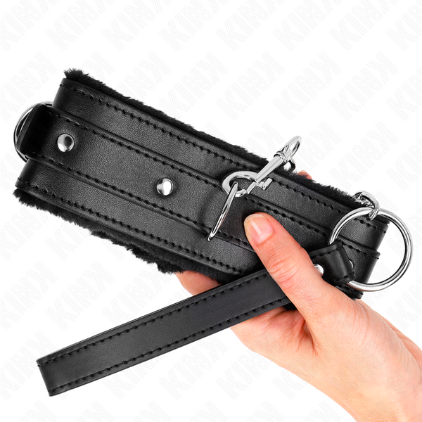 Kink collar con correa 65 cm con restricciones negro ajustable 36 42 cm x 5.5 cm