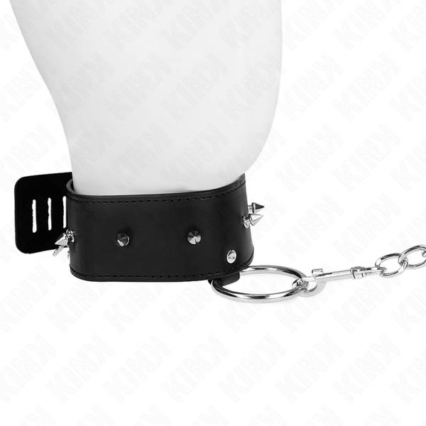 Kink collar con correa 65 cm con tachuelas plateadas modelo 2 ajustable 36 43 cm x 5 cm