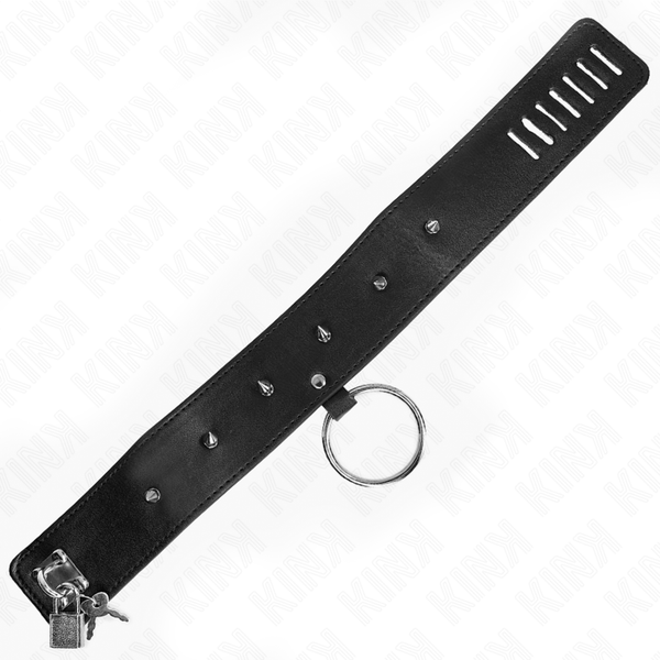 Kink collar con correa 65 cm con tachuelas plateadas modelo 2 ajustable 36 43 cm x 5 cm