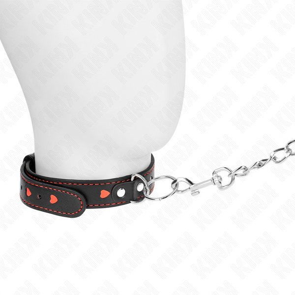 Kink collar con correa 65 cm detalles corazón 52.5 x 2.5 cm