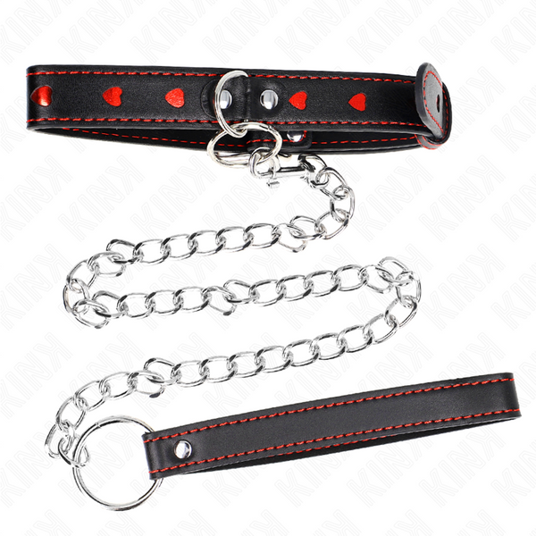 Kink collar con correa 65 cm detalles corazón 52.5 x 2.5 cm