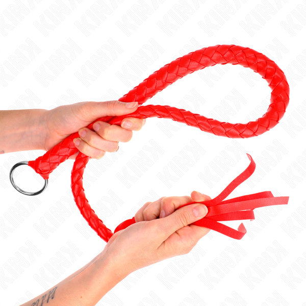 Kink látigo de serpiente con anillo de mano rojo 65 cm