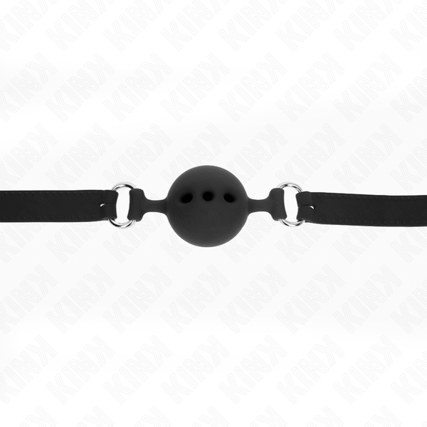 Kink mordaza 55 x 2 cm de bola 5 cm de silicona completa talla l negro ajustable 35 51 cm