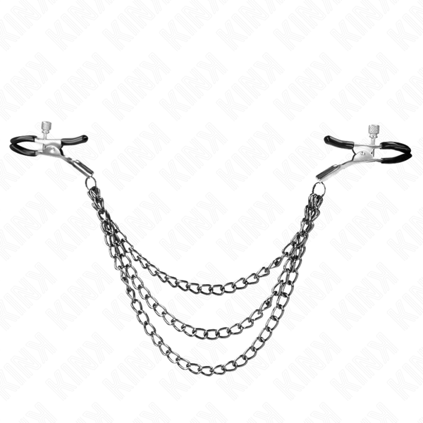 Kink pinzas para pezones con triple cadena negro 20 23 28 cm