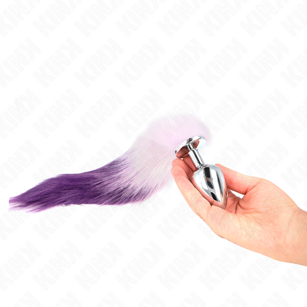 Kink plug anal talla l 10 x 4 cm con cola sintética 40 cm violeta