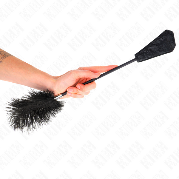 Kink plumas de avestruz para cosquillas con paleta de encaje 56 cm
