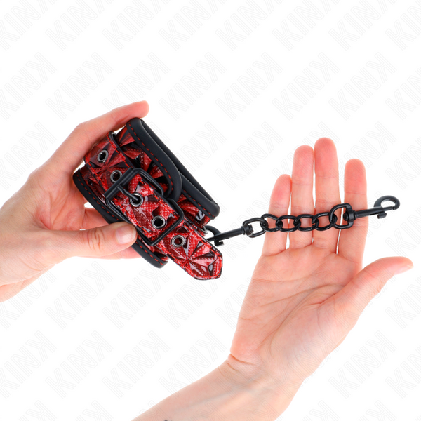 Kink muñequeras con patrón de diamantes rojo oscuro ajustable 17 26 cm x 5.5 cm