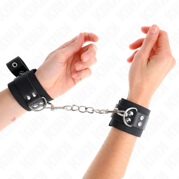 Kink muñequeras de nylon negro con correa cuero negro ajustable 19 29 cm x 5.1 cm