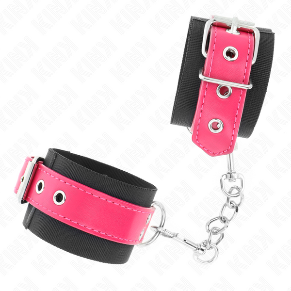 Kink muñequeras de nylon negro con correa polipiel fuscia ajustable 19 29 cm x 5.1 cm