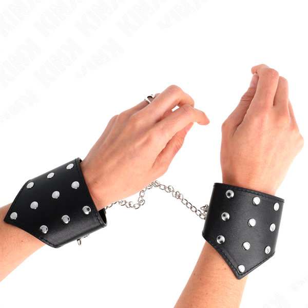 Kink muñequeras estilo puntiagudo negro con cadena ajustable 17 23 cm x 8.5 cm