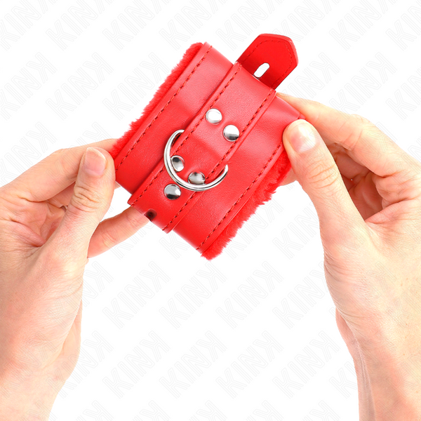 Kink muñequeras forradas con agujeros cuadrados rojo y correa rojo ajustable 17 29 cm x 6 cm