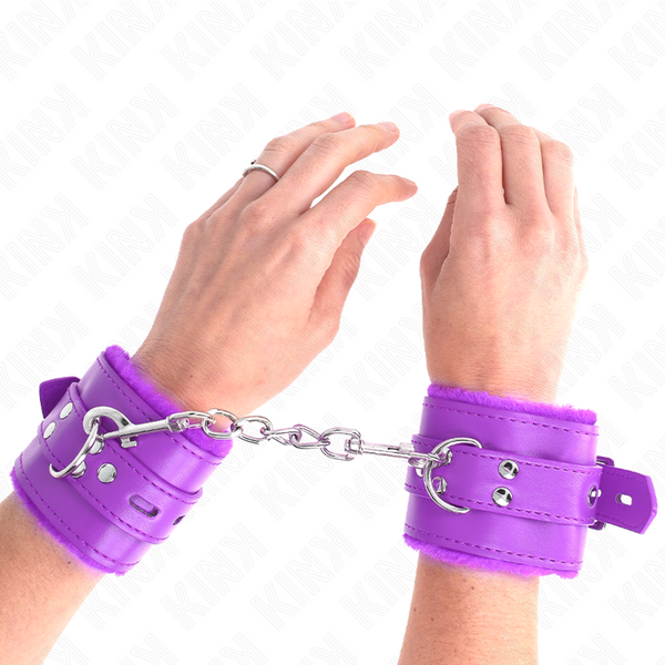 Kink muñequeras forradas con agujeros cuadrados violeta y correa violeta ajustable 17 29 cm x 6 cm