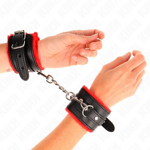 Kink muñequeras forradas premium rojo con correa negro ajustable 17 29 cm x 6 cm