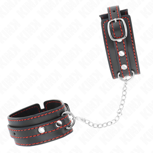 Kink muñequeras pequeña negro con detalles en rojo ajustable 14 24 cm x 3.5 cm