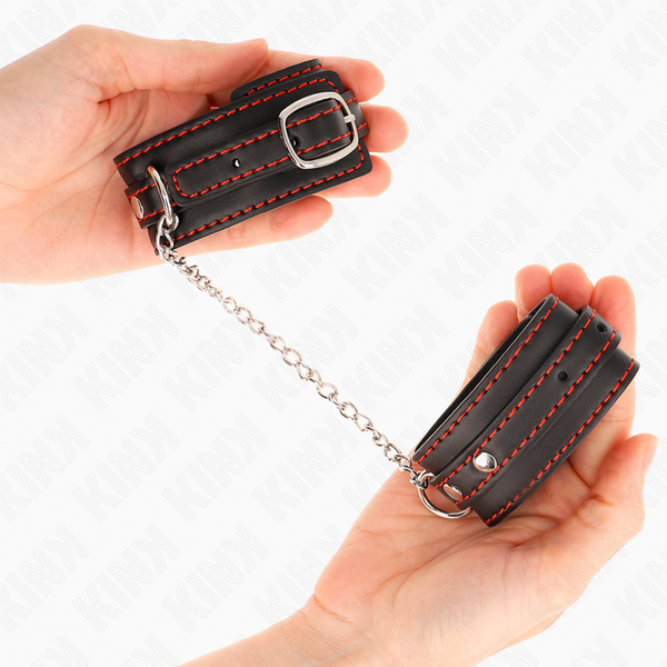 Kink muñequeras pequeña negro con detalles en rojo ajustable 14 24 cm x 3.5 cm