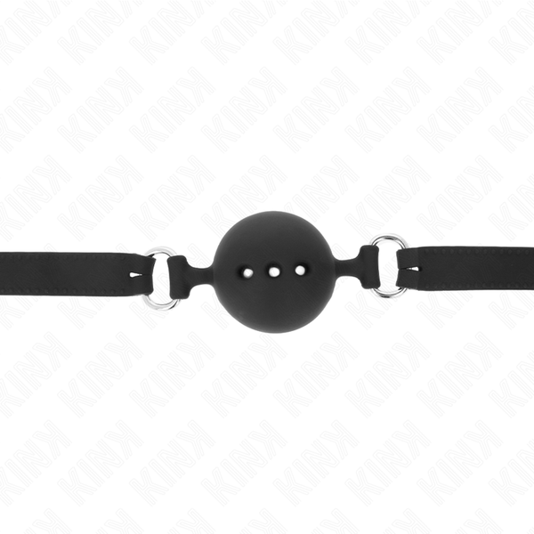 Kink mordaza 55 x 2 cm de bola 4.5 cm de silicona completa talla m negro ajustable 35 51 cm