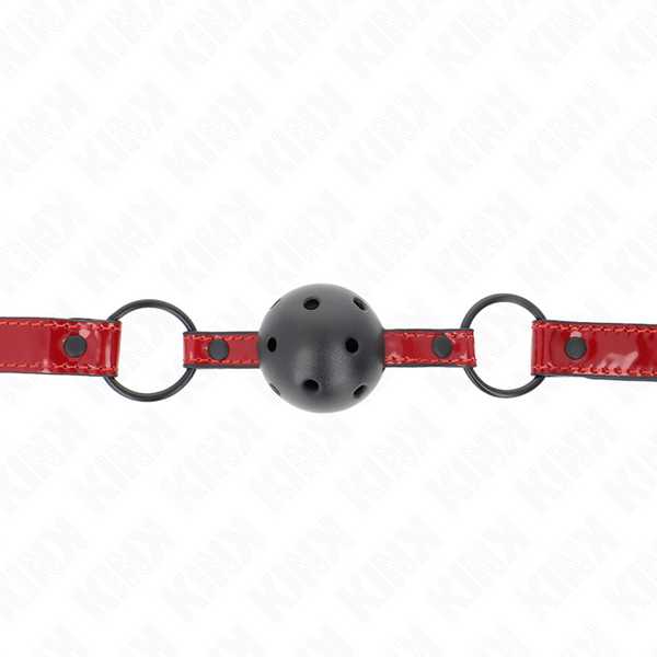 Kink mordaza de bola 4.5 cm de polipiel brillante 63.5 x 2 cm ajustable 41 x 59 cm