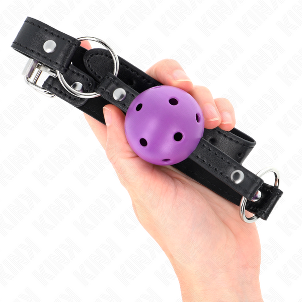 Kink mordaza de bola 4.5 cm morado dura hueca 63.5 x 2 cm