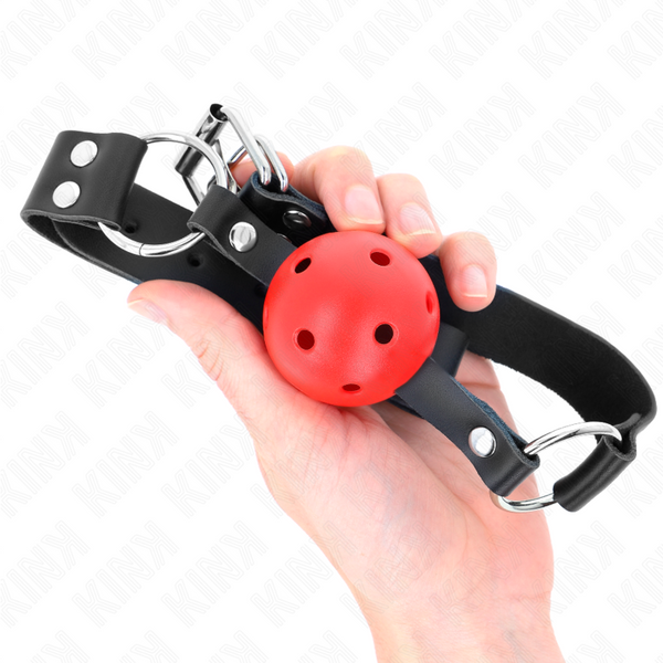 Kink mordaza de bola 4 cm transpirable con doble remache rojo 62 x 2.5 cm ajustable 42 58 cm