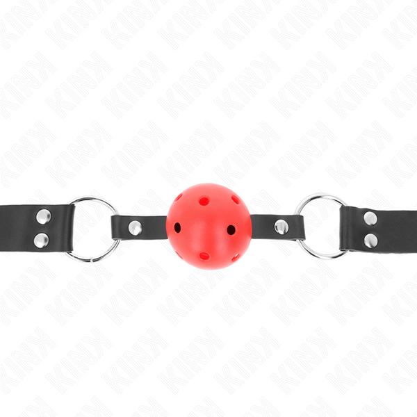 Kink mordaza de bola 4 cm transpirable con doble remache rojo 62 x 2.5 cm ajustable 42 58 cm
