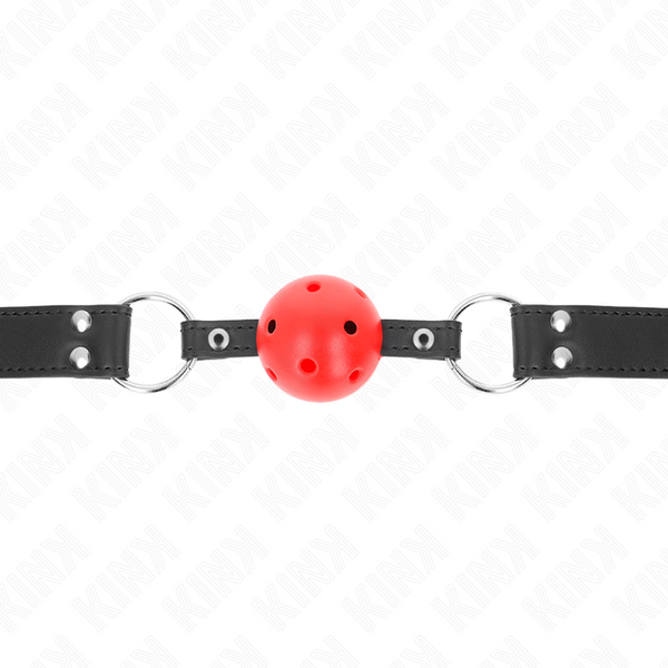 Kink mordaza de bola 4 cm transpirable con doble remache de cuero 62 x 2.5 cm ajustable 42 58 cm