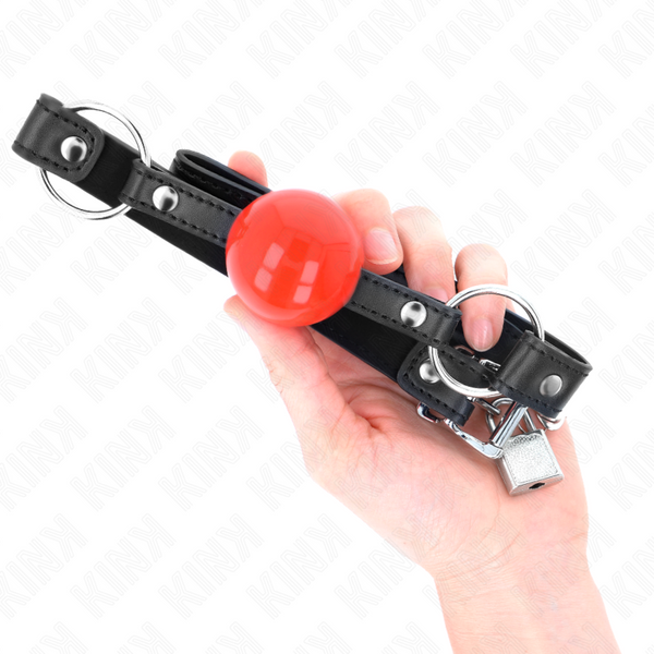 Kink mordaza de bola 4 cm con candado bola roja correa negra 60 x 2 cm