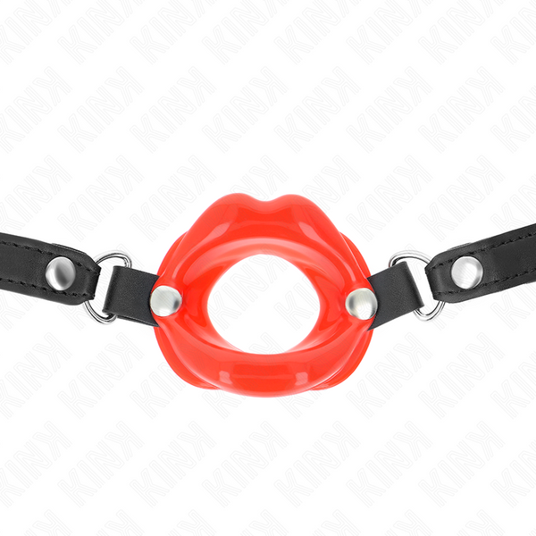 Kink mordaza labial 8 cm con correa de polipiel rojo 63 x 2 cm ajustable 39 58 cm