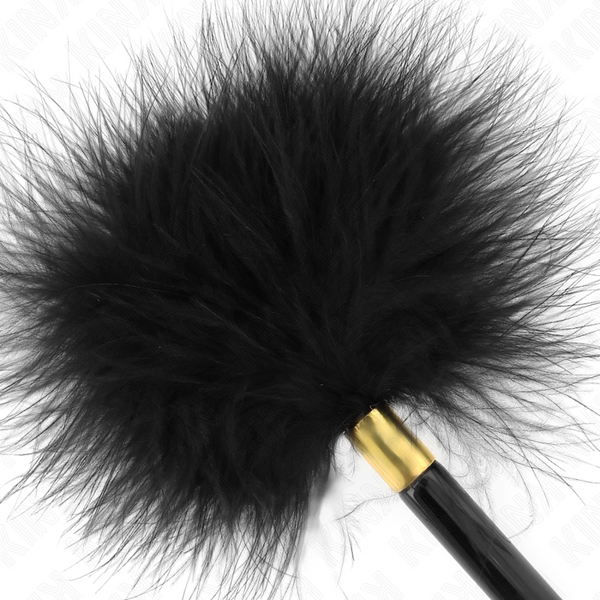Kink plumas para cosquillas metal dorado negra 18 cm