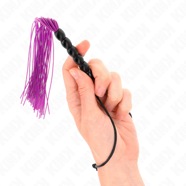 Kink mini látigo de silicona con agarre 6 bolas morado 26 cm
