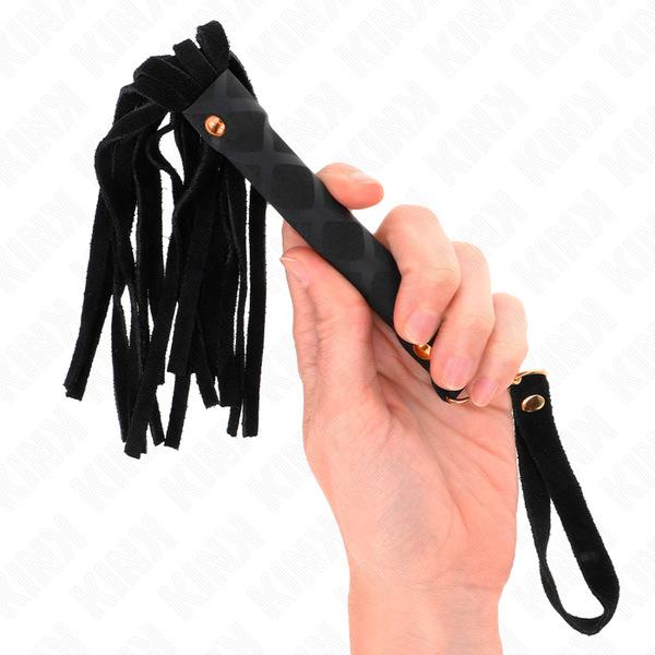 Kink látigo mini piel de ante negro 30 cm
