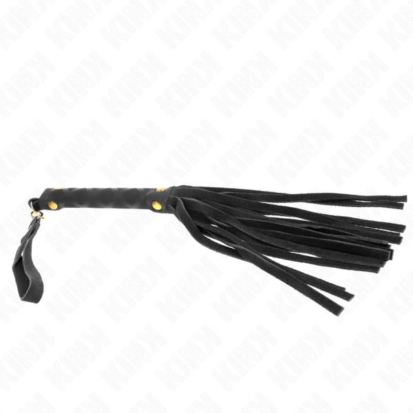 Kink látigo mini piel de ante negro 30 cm