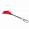 Kink plumas de pollo para cosquillas con forma cuerno de criada rojo 36 cm