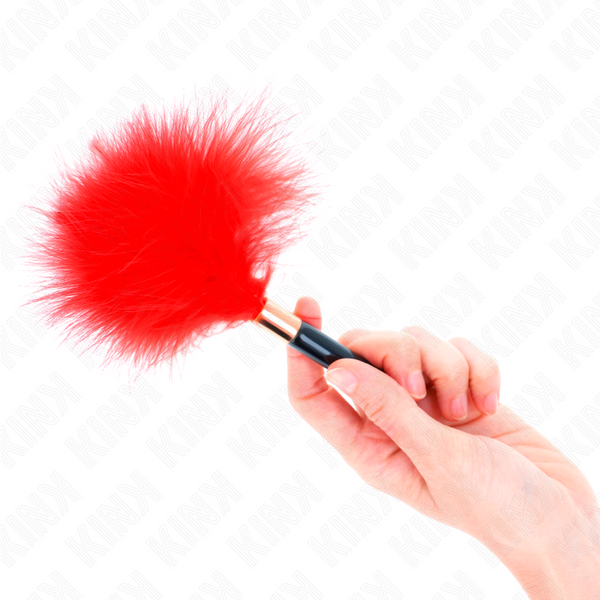 Kink plumas para cosquillas metal dorado rojo 18 cm