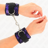 Kink muñequeras cortas de encaje terciopelo y unión de nylon violeta negro 23 x 6.5 cm