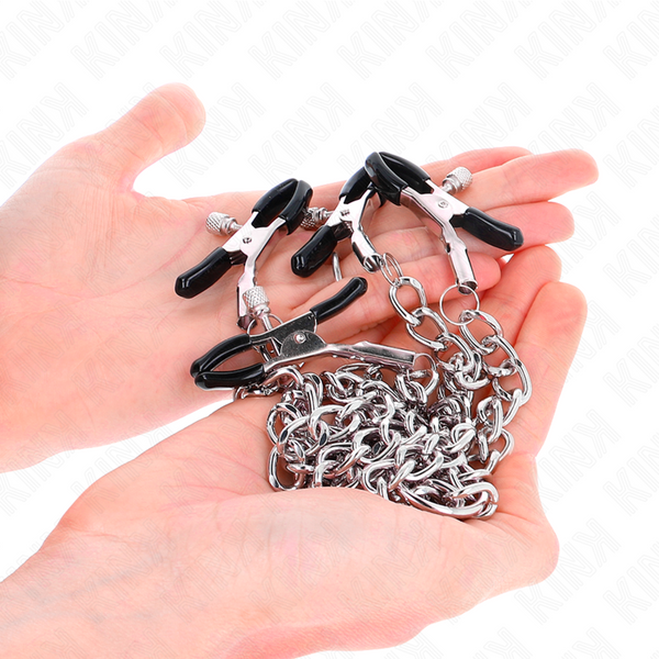 Kink pinzas para pezones doble 32 cm con cadenas 14 cm