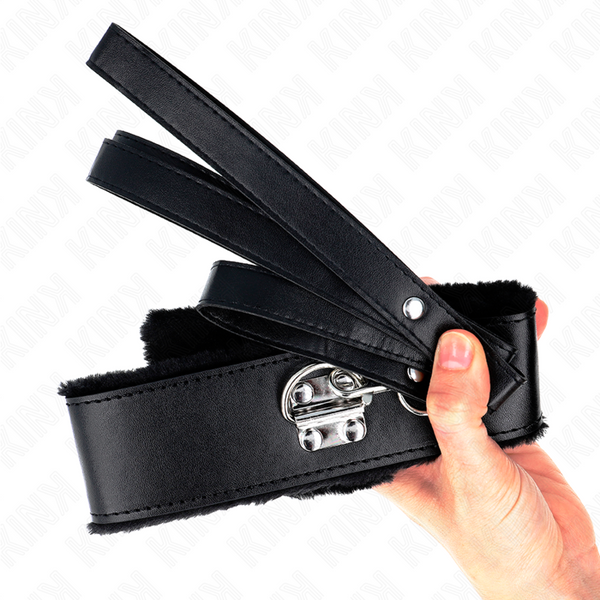 Kink collar con correa 116 cm con tachuelas plateadas modelo 4 negro ajustable 40 48 cm x 6 cm