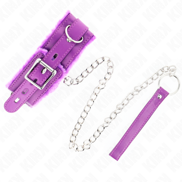 Kink collar con correa 65 cm con restricciones morado ajustable 36 42 cm x 5.5 cm