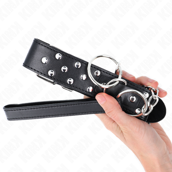 Kink collar con correa 65 cm remache anilla negro ajustable 36 50 cm x 3.8 cm