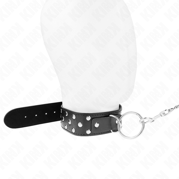Kink collar con correa 65 cm remache anilla negro ajustable 36 50 cm x 3.8 cm