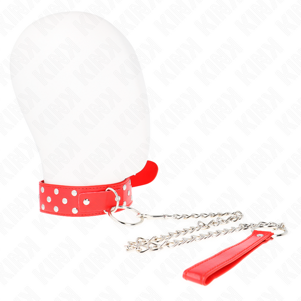 Kink collar con correa 65 cm remache anilla rojo ajustable 36 50 cm x 3.8 cm