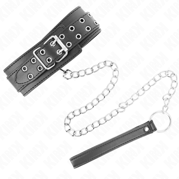 Kink collar con correa 65 cm hebillas plateadas ajustable 33 46 cm x 5.5 cm