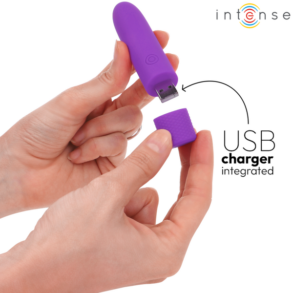 Symone bala vibradora recargable por usb 8 vibraciones morado 10 x 2.2 cm