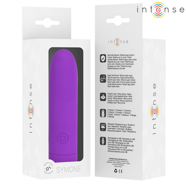 Symone bala vibradora recargable por usb 8 vibraciones morado 10 x 2.2 cm
