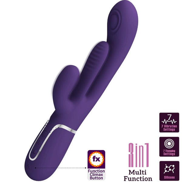 Shania triple vibrador rabbit multifunción morado